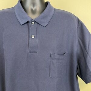 L.L Bean Men's 2XLT Navy Premium Double L Cotton Solid Polo Shirt W/Pocket  NWOT